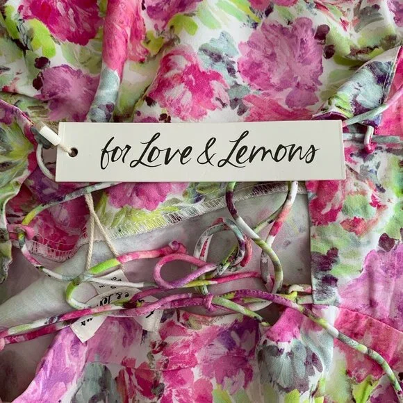 For Love & Lemons Paulina Mini Dress Small Short Lace Up Romantic Feminine NWT - Picture 9 of 12